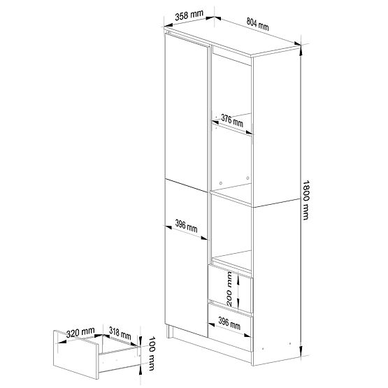 RAFT OFFICE 80 cm CLP R11 PK ALB / SONOMA
