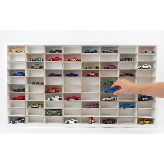 Rafturi pentru mașinuțe Hot Wheels - alb, 80 de locuri
