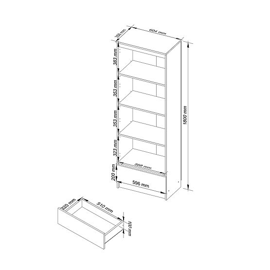 RAFT R 60 cm CLP 1 SERTAR 4 RAFTURI ALB / LUCIOAS METALIC