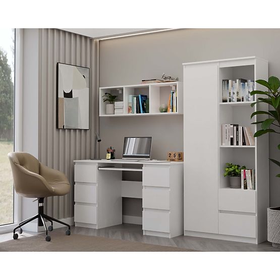 Raftă suspendată COBI 1X3 - Raft de perete modern, 3 compartimente, alb mat