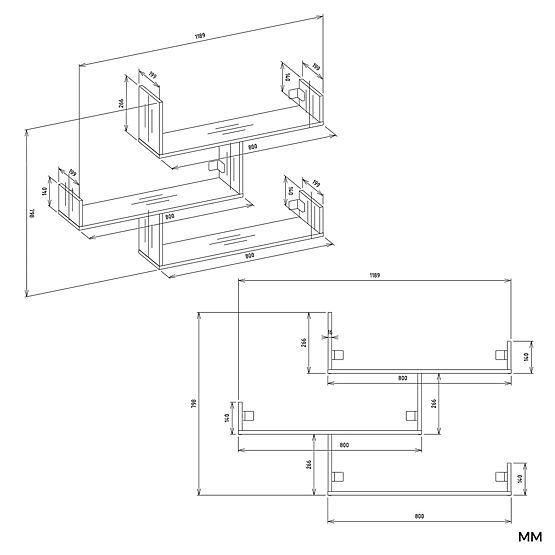 Rafturi de Perete KOBI pentru Living ALB
