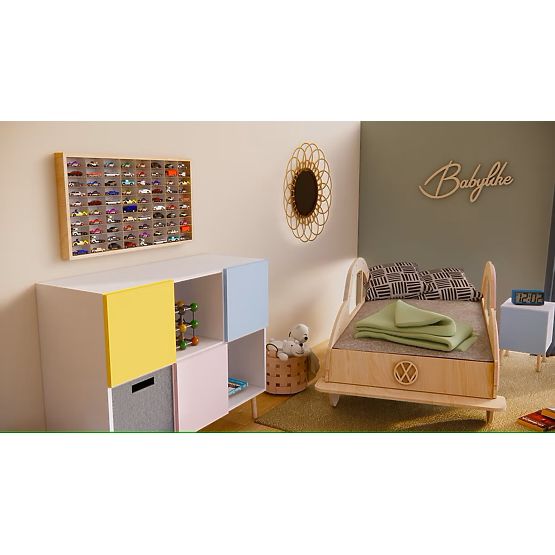 Rafturi pentru mașinuțe Hot Wheels - natur, 80 de locuri