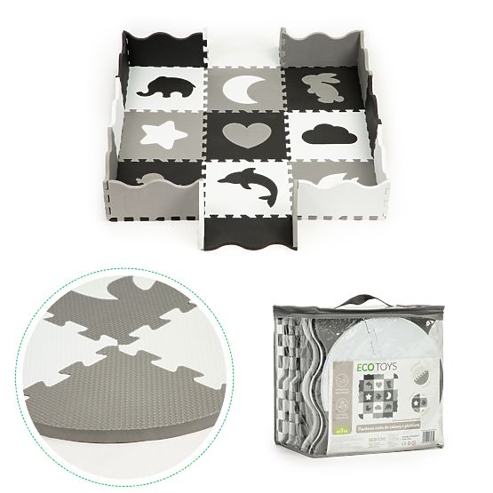 Saltea de spumă cu margine puzzle piscină uscată 25 bucăți ECOTOYS