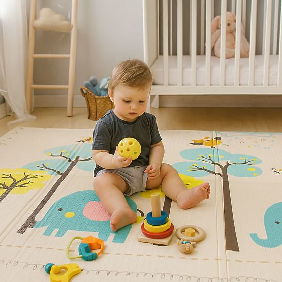 Saltea din spumă pentru copii 200x150 cm educativă, dublă față, pliabilă, cu măsură de creștere și a