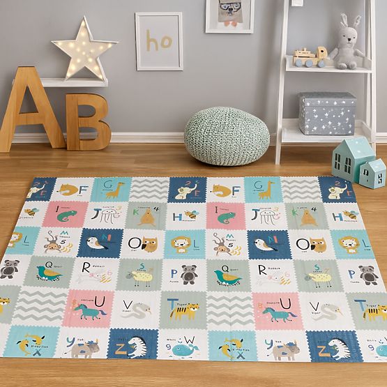 Saltea din spumă pentru copii 200x150 cm educativă, dublă față, pliabilă, cu măsură de creștere și a