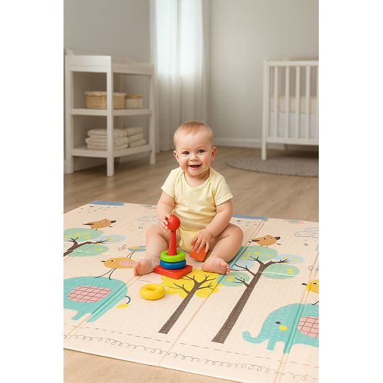 Saltea de spumă pentru copii 200x180 cm educațională, dublă față, pliabilă, cu măsurătoare de crește