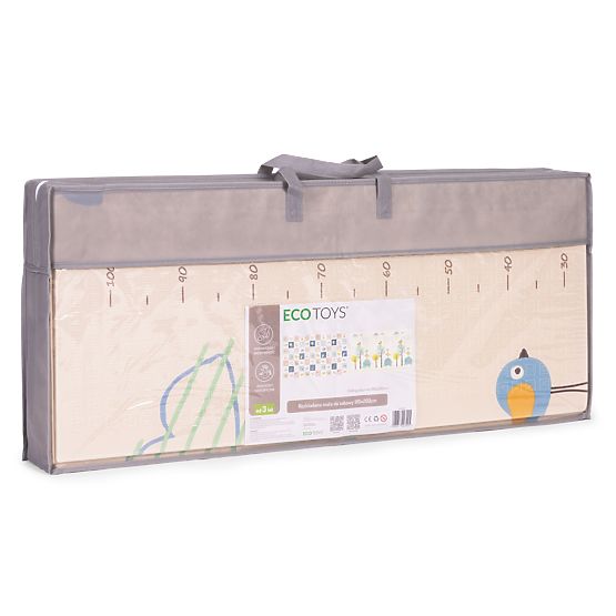 Saltea de spumă pentru copii 200x180 cm educațională, dublă față, pliabilă, cu măsurătoare de crește