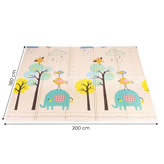 Saltea de spumă pentru copii 200x180 cm educațională, dublă față, pliabilă, cu măsurătoare de crește