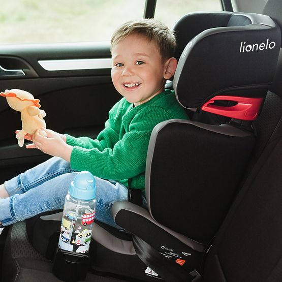 Scaun auto pentru copii LIONELO Hugo detalii din piele ecologică