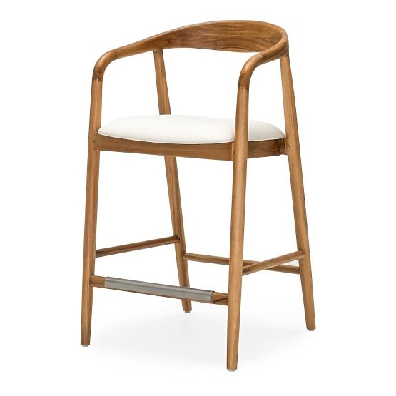Scaun de bar din lemn Ludvika 2.0, rotunjit, natural/crem