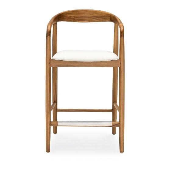 Scaun de bar din lemn Ludvika 2.0, rotunjit, natural/crem