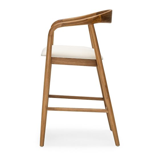 Scaun de bar din lemn Ludvika 2.0, rotunjit, natural/crem
