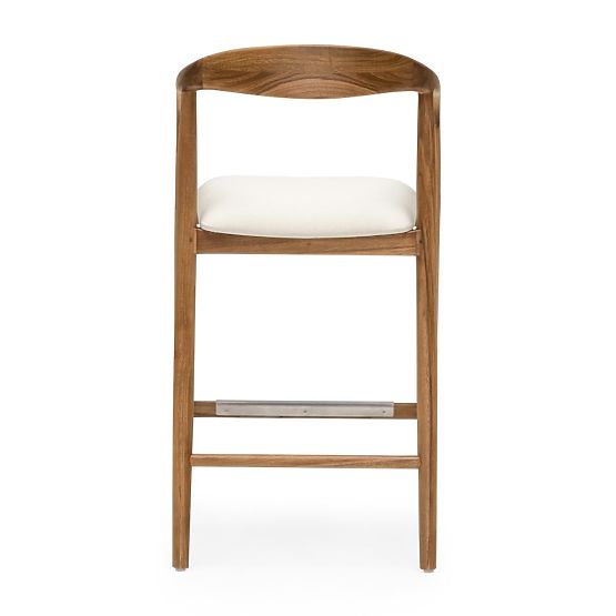 Scaun de bar din lemn Ludvika 2.0, rotunjit, natural/crem