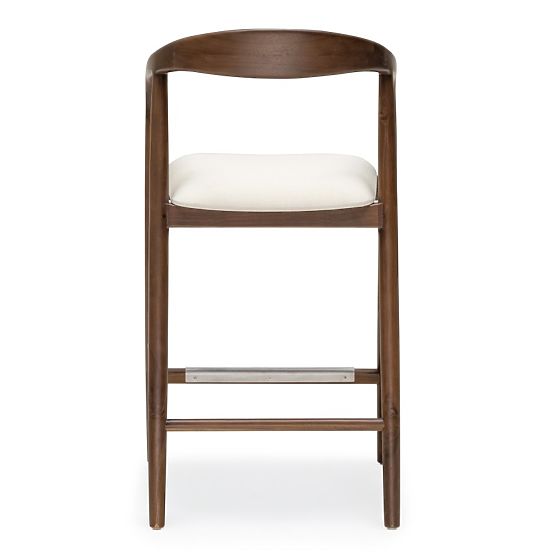Scaun de bar din lemn Ludvika 2.0, rotunjit, nuc/crem