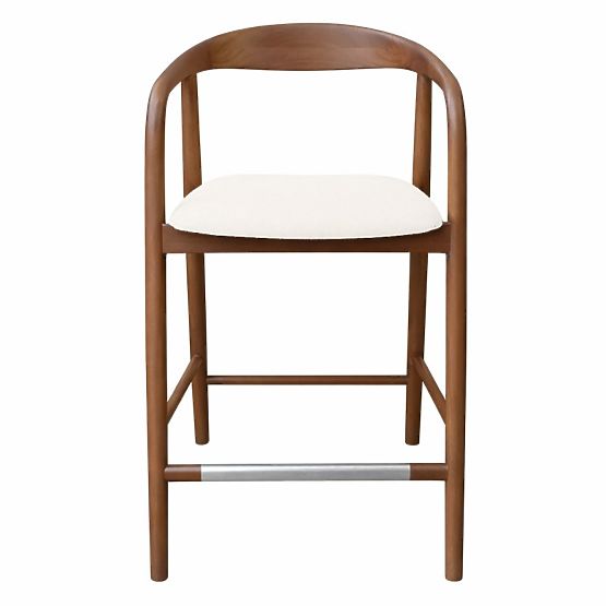 Scaun de bar din lemn Ludvika 2.0, rotunjit, nuc/crem