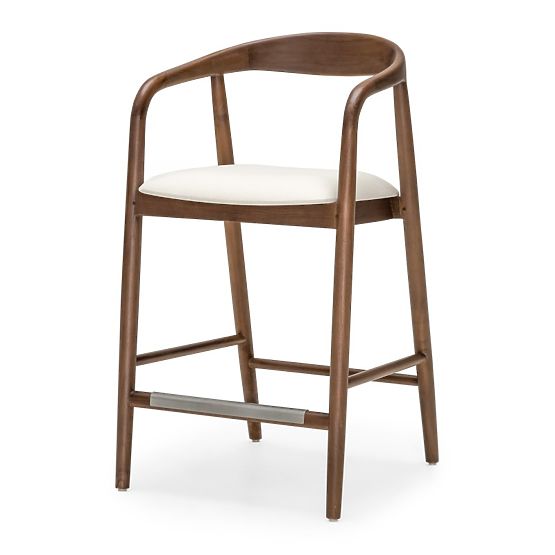 Scaun de bar din lemn Ludvika 2.0, rotunjit, nuc/crem