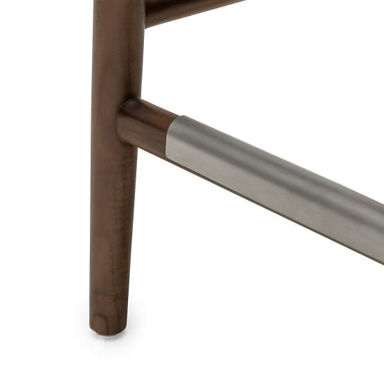 Scaun de bar din lemn Ludvika 2.0, rotunjit, nuc/crem