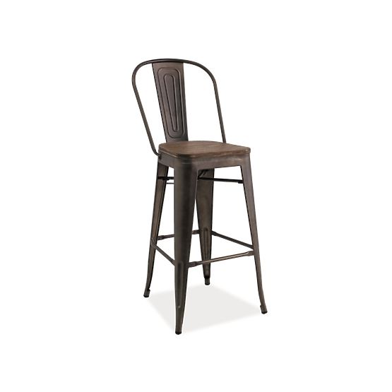 Scaun de bar LOFT-culoarea lemnului de nuc/grafit