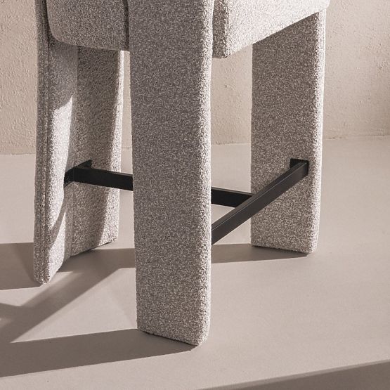 Scaun de bar tapițat Castelo gri-bej