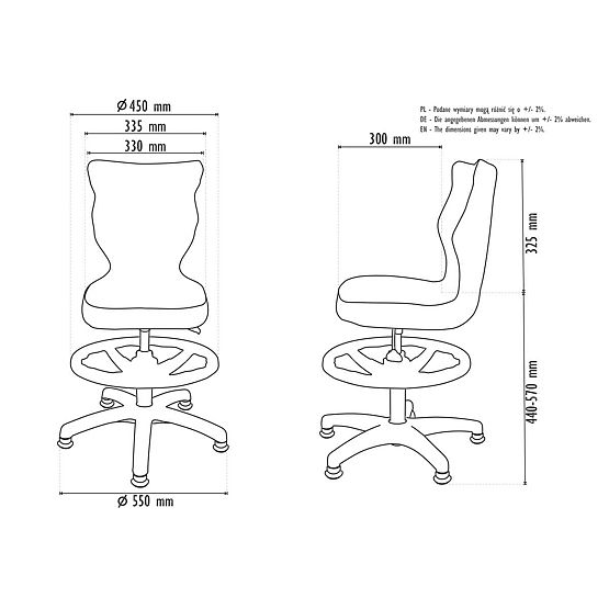Scaun ergonomic pentru copii ajustabil pe înălțime 119-142 cm - roz