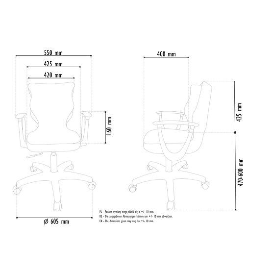 Scaun de birou ajustat pentru înălțimea 159-188 cm - gri