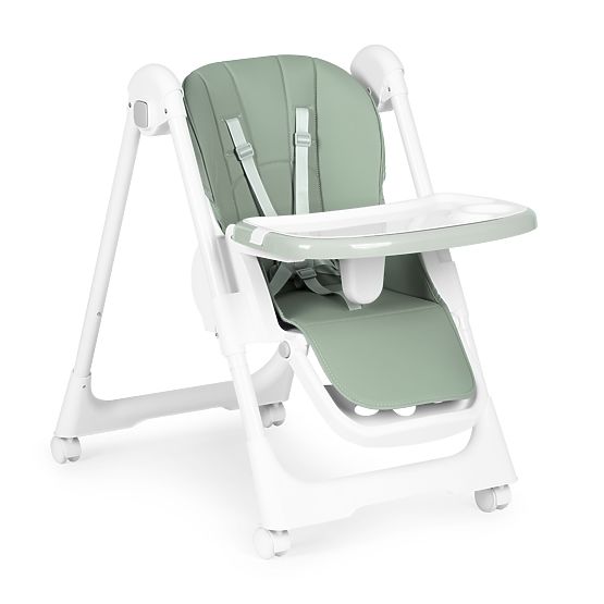 Scaun de hrănire cu înălțime reglabilă, piele ecologică, curele, tavă dublă ECOTOYS