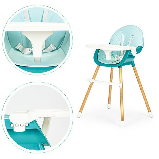 Scaun de luat masa Polly 2in1 - turcoaz