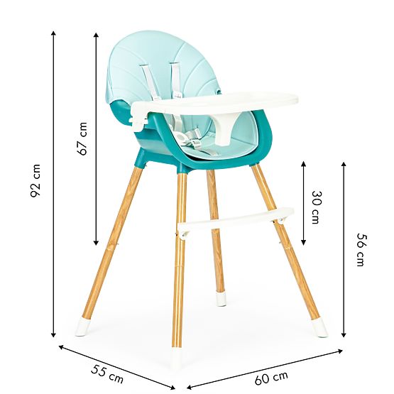 Scaun de luat masa Polly 2in1 - turcoaz