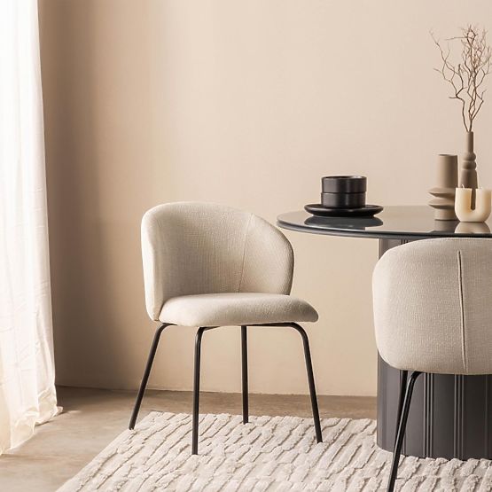 Scaun de masă Larisa, bej deschis/picioare negre