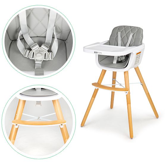 Scaun de masă Olivia 2in1 - gri