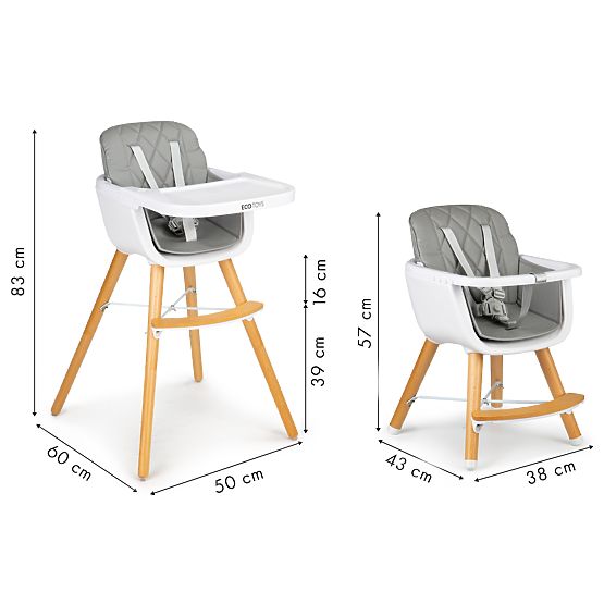 Scaun de masă Olivia 2in1 - gri