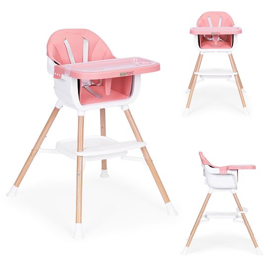Scaun de masă pentru copii 2în1 roz ECOTOYS