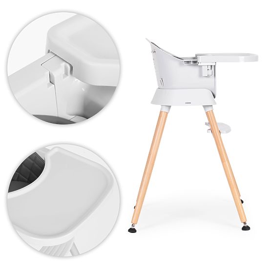 Scaun de masă pentru copii 6 în 1 cu husă matlasată și tavă gri ECOTOYS