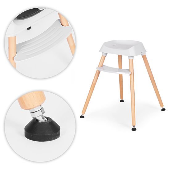 Scaun de masă pentru copii 6 în 1 cu husă matlasată și tavă gri ECOTOYS