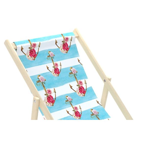 Scaun de plajă Ancore cu flori - albastru-alb