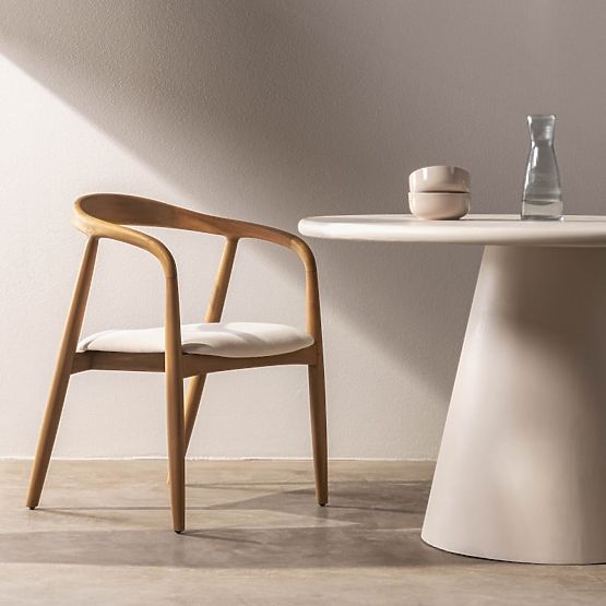 Scaun din lemn Ludvika, rotunjit, natural/crem