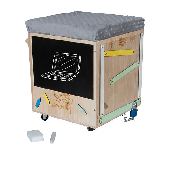 Taburet din lemn Montessori Activity - natural / gri