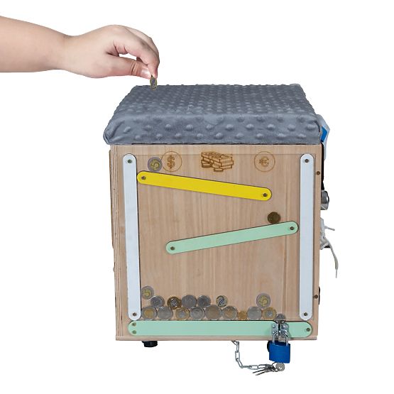 Taburet din lemn Montessori Activity - natural / gri