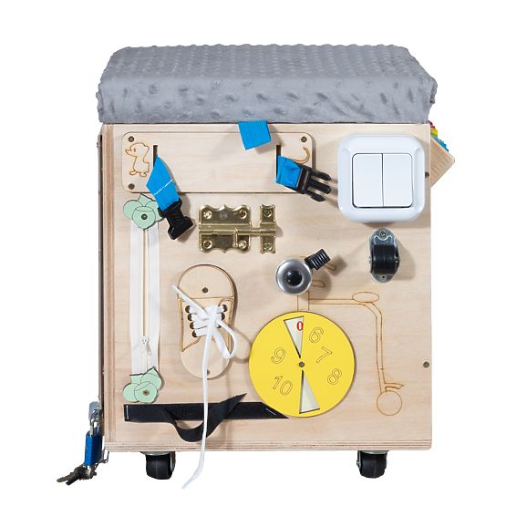 Taburet din lemn Montessori Activity - natural / gri