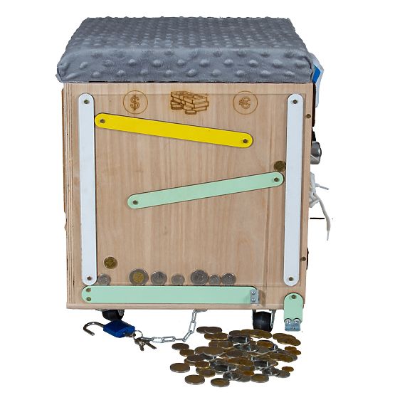 Taburet din lemn Montessori Activity - natural / gri