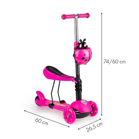 Scuter și bouncer pentru copii Ladybug - roz