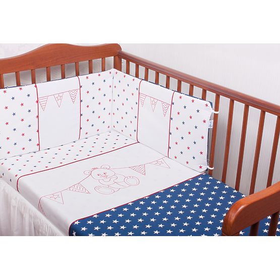 Set 3 piese asternut pentru patutul bebelusului – Teddy Bear in culori