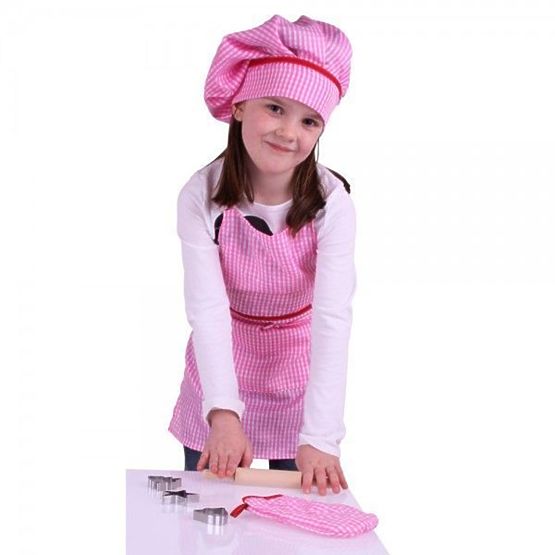 Set de gătit roșu cu șorț