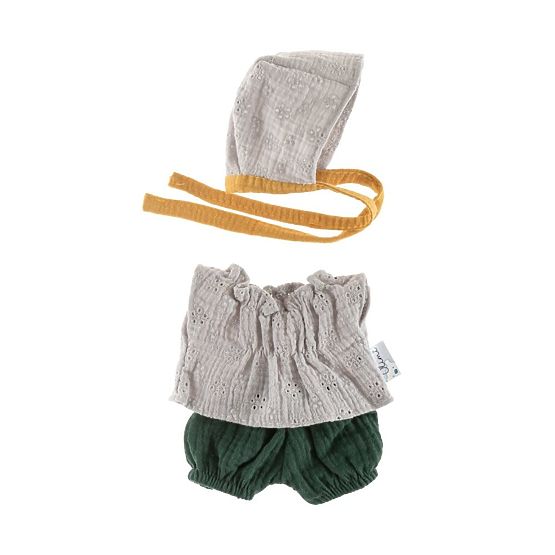Set cu bonetă pentru păpuși 21cm dantelă gri