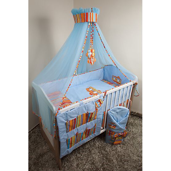 Set de așternuturi de pat pentru copii 120 x 90 cm.cu tema unor flori albastre