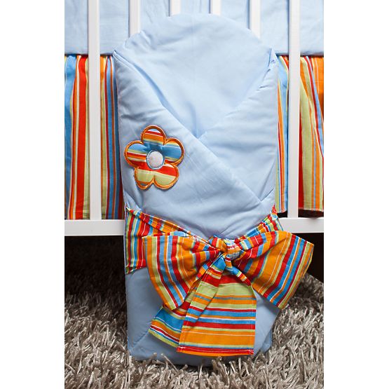 Set de așternuturi de pat pentru copii 120 x 90 cm.cu tema unor flori albastre