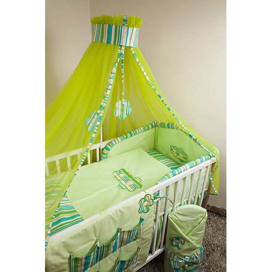 Set de așternuturi de pat pentru copii 120 x 90  cm.cu tema unor flori verzi