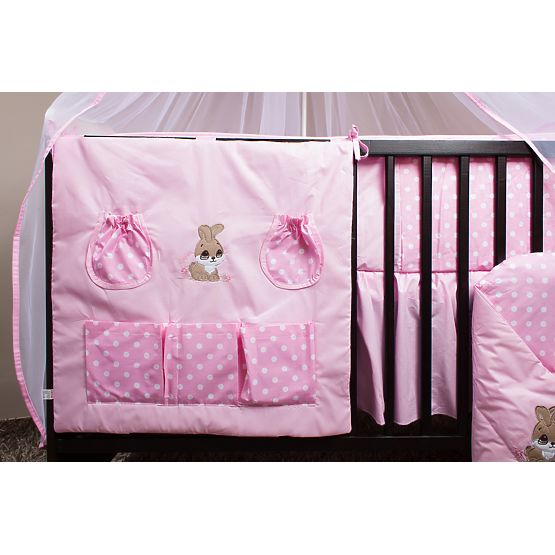 Set de așternuturi de pat pentru copii 120 x 90 cm.cu tema unui iepuraș roz
