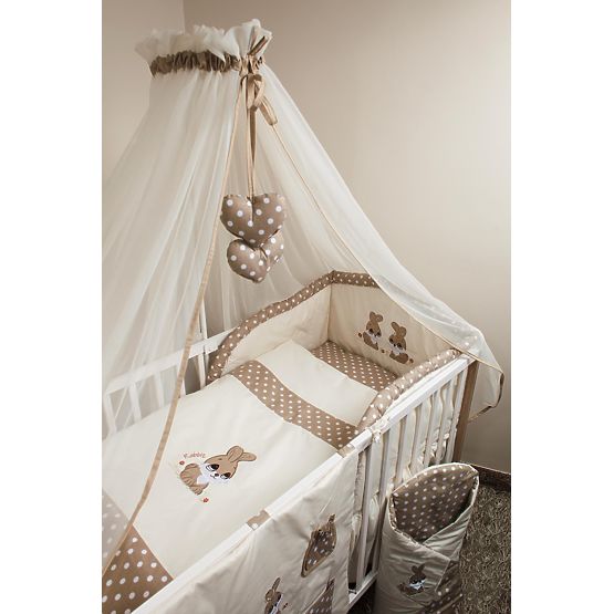 Set de așternuturi de pat pentru copii 135 x 100 cm.cu tema unui iepuraș maro