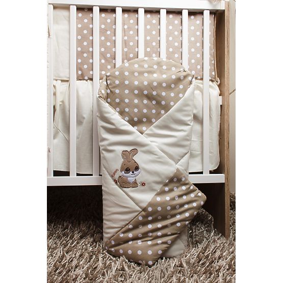 Set de așternuturi de pat pentru copii 135 x 100 cm.cu tema unui iepuraș maro